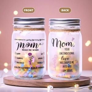 Light Up Bible Verse Jar 92 Color Coded Scriptures Christian Gift for Mom NIB